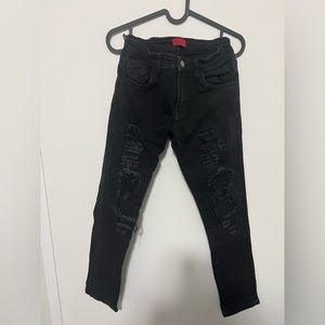 Youth boys buckle jeans, size 12, black, adjustable waist